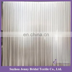 BCK125A Fancy Church Backdrop Decoration White Pleated Chiffon Backdrop Photography thumbnail-1