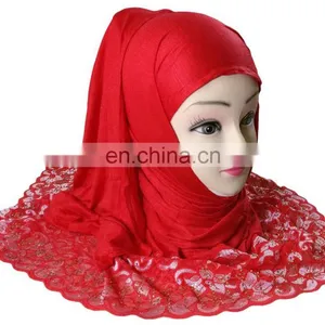 Women's Casual Party Wear Stole Hijab Scarf With Net Embroidery 2017 thumbnail-3
