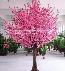 China Suppliers Artificial Peach Flower Tree for Decoration With Fiberglass Trunk thumbnail-1