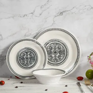 Cheap Off-white 12 Pieces Plastic Plates Violet Melamine 72 Pcs Portuguese Dinner Set Blue thumbnail-3