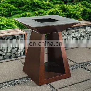 Custom Made Fireplace Corten Steel BBQ With Wood Storage thumbnail-1