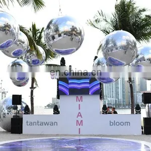 Popular Decorative Hanging Balloon Holiday Inflatables Silver Golden Color Blow Up Mirror Ball for Shop thumbnail-3