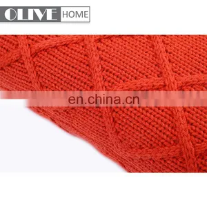 Fashion Soft Jacquard Diamond Geometric Pattern Knitted Cushion Cover for Sofa thumbnail-7