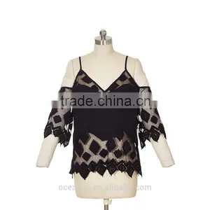100% Silk CDC With Mesh EMB Tank Top thumbnail-1