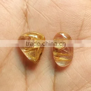Golden Rutile Quartz Cabochon Gemstone / Loose Rutile Gemstones thumbnail-3