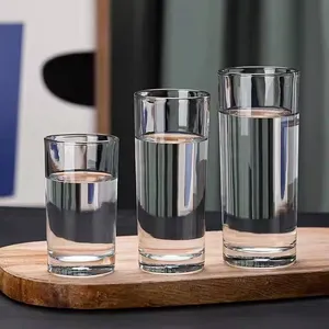 Modern Minimalist Cheap Round Transparent Clear Home Office Milk Juice Drinking Water Glass Cup thumbnail-1