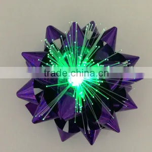 3.75" LED Star Ribbon Bow Optical Fiber Gift Lighting Up Star Bows, Christmas Tree Decorative LED Bow, LED Ribbon Bow thumbnail-3