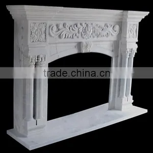 Indoor High Quality White Marble Stone Fireplace thumbnail-2