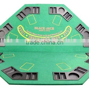 One-Sided Two Fold Blackjack Poker Table Top Green thumbnail-1