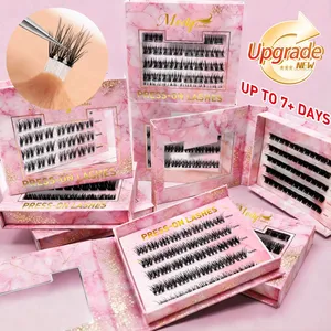 Reusable Self Stick Press Lashes Waterproof Synthetic Hair Lash Clusters for Pre Glued Long Lasting Cruelty-Free Glow Half Eyelash thumbnail-1