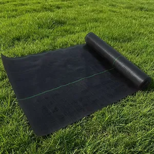 Woven Geotextile Grass Mat Grass Control Fabric 100 140 160 170 Gsm 3.0 4.1 4.8 5.0 oz Black thumbnail-1