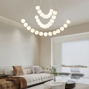 Beaded Curved-Strand LED Pendant - 8/11-Bead or Combo Brass thumbnail-3
