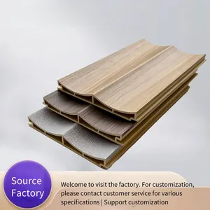 Factory Bamboo and Wood Fiber Grille Wall Panels, Wavy Concave-convex Great Wall Panels, Indoor Wall Panels for tv Background Walls thumbnail-1