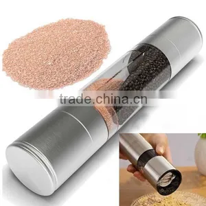 High Quality Double End Mill Salt and Pepper Grinder Brushed Tainless Steel Salt & Pepper Mill Set 2 in 1,manual Coffee Grinder thumbnail-1