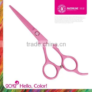 Pink Teflon Coating Convex-edge Stainless Steel Hairdressing Scissors thumbnail-1