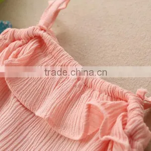 2016 Summer Baby Infant Children's Clothing Baby Girl Clothes Sling Pure Color Jmpsuit Ruffle Cotton Rompers thumbnail-3