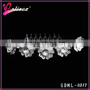 Diamond Flower Silver Metal Hair Comb Wedding Hair Jewelry Magic Hair Comb thumbnail-1