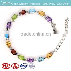 2015 China Supplier Fashion Jewelry New Product Wholesale White Plated Natural Color Stone Bracelets for Women thumbnail-1