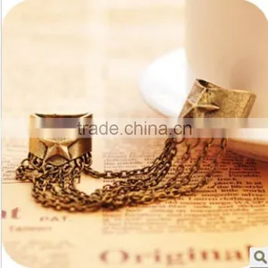 Punk Style Bronze Star Rock Tassel Ring thumbnail-3
