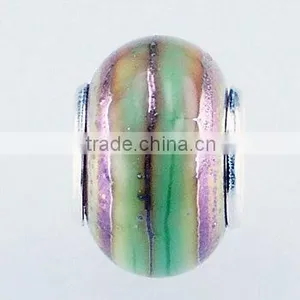 Multi-Colored Beautiful Murano Glass Bead Silver Center thumbnail-1