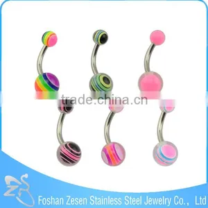 Stainless Steel Curved Bar Belly Rings Silicone Basketball Belly Button Rings thumbnail-1
