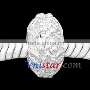 Vnistar Silver&antique Silver Plated European Large Hole Metal Bead With Swirl Stamped Fit for European Bracelet Size in 9*12mm thumbnail-2