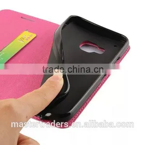 Frosted Auto Pull Flip Wallet PU Leather Case For HTC M9 MT-3024 thumbnail-5