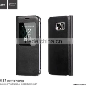 Hoco Flip PU Leather Case For Samsung S7 Original Series Leather View Window Protective Case For S7 TB-0259 thumbnail-2