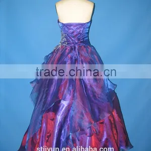 China Purple Fashion Wholesale Long Puffy Prom Dresses thumbnail-3