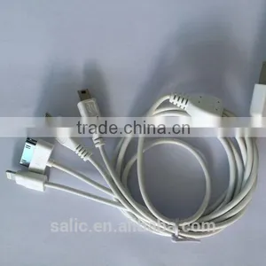 Round White Multi Usb Charging Cable for IPhone 6 IPhone 4 Micro Usb and Mini Usb Mobile Phone thumbnail-1