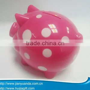 Plastic Coin Banks With Dots Piggy Shape Coin Saving Bank thumbnail-1