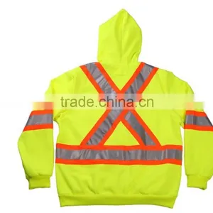 China Wholesale Clothing Cheap High Visible Winter Reflective Jacket Single Brushed Fleece Fashion Hoodie Safety Coat thumbnail-2