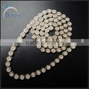 Fashion Hip Hop Flower Gold Rosary Diamond Necklace thumbnail-2