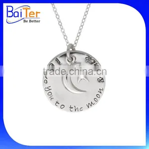 Custom 925 Sterling Silver Crescent Moon Pendant Necklace Pendant Wholesale thumbnail-2