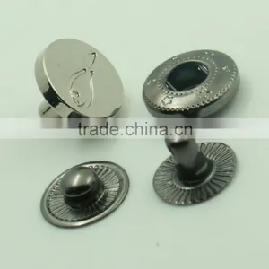 Custom Logo Zinc Alloy 15mm Flat Plating Technics Metal Press Snap Button for Bags Quality Choice thumbnail-4