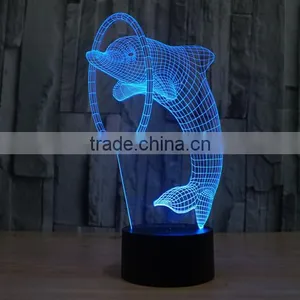 3D Illusion Led Night Light 7colors Dolphin Lamp Table Novelty Products Christmas Lights With Touch Button Children Night Light thumbnail-2