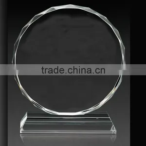 Oem Logo Design Size Optical Glass Round Sawtooth Edge Award Figurine Wholesale K9 Engraving Crystal Sunflower Trophy thumbnail-1