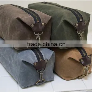 High Quality and Personalized Large Size Mens Waxed Canvas Dopp Kit Supplier's Choice thumbnail-1