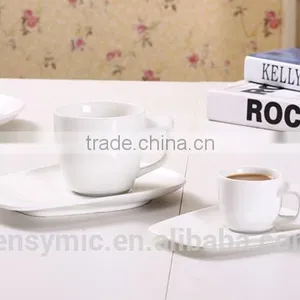 T00217 Big Handle White Porcelain Tea Cup With Saucer thumbnail-2