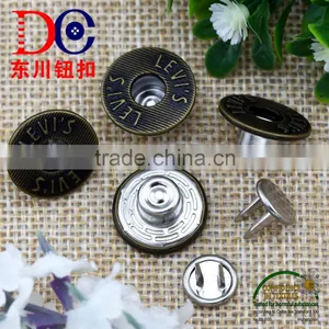 Metal Logo Customized Double Pin Button Brass Jeans Button,Double Sided Buttons for Jean Wear thumbnail-4