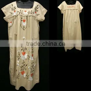 Cotton Blend Embroidered Flowers Design Ethnic Dress Frock thumbnail-1