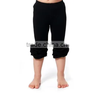 Wholesale Pants 100% Cotton Solid Color Pant Various Colors Triple Ruffle Long Pant for Baby Girls thumbnail-1
