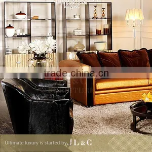 JS01 Sectional Sofa Full Grain Leather Sofa Black Crocodile Pattern in the Living Room-JL&C Luxury Home Furniture thumbnail-4
