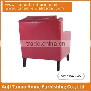 Accent Chair With Bonded Leather Material and KD Black Color Rubber Wood Legs,moveable Seat and Back Cushion.TB-7228 thumbnail-3