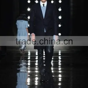 Hot Style Navy Blue Custom Made Slim Fit Mens Long Coat thumbnail-2