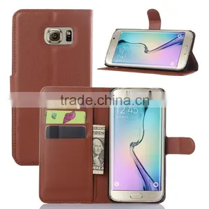 Hot Selling Ultra Thin Lichee PU Leather Case Wallet Folio Flip Cover for Samsung GALAXY S6 Edge Plus thumbnail-1
