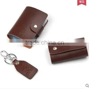 Factory Direct Sale High Quality Gift Leather Card Holder+ Key Bag+Key Chain With Gift Box thumbnail-2