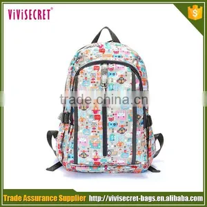 China High End Cheap White Color Picture Waterproof Laptop Backpacks for School Girls thumbnail-1
