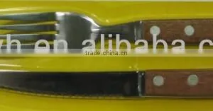 Stainless Steel Knife and Fork Set With Wooden Handle thumbnail-1