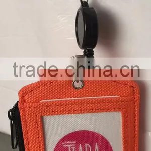 Hot Sale Retractable Reels ID Badge Holder With Leather Wallet thumbnail-1